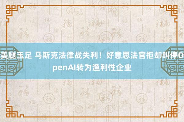美腿玉足 马斯克法律战失利！好意思法官拒却叫停OpenAI转为渔利性企业