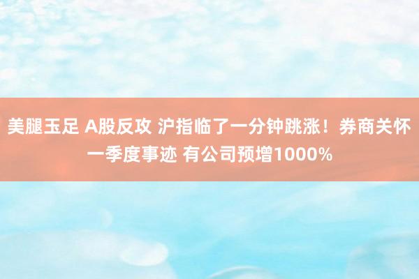 美腿玉足 A股反攻 沪指临了一分钟跳涨！券商关怀一季度事迹 有公司预增1000%